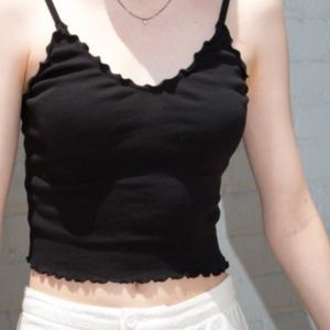 Brandy Melville Lightweight ribbed cotton v-neck t